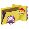 End Tab Pressboard Classification Folders, Expands 2", 2 Dividers, 6 Safeshield Fasteners, Letter Size, Yellow, 10/Box