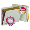 End Tab Pressboard Classification Folders, Expands 2", 2 Dividers, 6 Safeshield Fasteners, Letter Size, Gray-Green, 10/Box