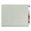 End Tab Pressboard Classification Folders, Expands 3", 3 Dividers, 8 Safeshield Fasteners, Letter Size, Gray-Green, 10/Box