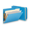Colored End Tab Classification Folders, Straight Tab, Expands 2", 2 Dividers, 6 Fasteners, Letter Size, Blue, 10/Box