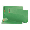 Heavyweight Colored End Tab Fastener Folders, Straight Tab, Expands 0.75", 2 Fasteners, Legal Size, Green, 50/Box