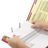 End Tab Pressboard Classification Folders, Expands 2", 2 Dividers, 6 Safeshield Fasteners, Legal Size, Bright Red, 10/Box