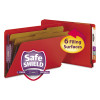 End Tab Pressboard Classification Folders, Expands 2", 2 Dividers, 6 Safeshield Fasteners, Legal Size, Bright Red, 10/Box