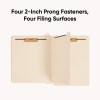 Fastener Folder With Divider, Straight Tab, Expands 0.75", 1 Divider, 4 Fasteners, Letter Size, Manila, 50/Box