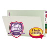 End Tab Pressboard Classification Folders, Two Safeshield Coated Fasteners, 1" Expansion, Legal Size, Gray-Green, 25/Box
