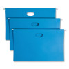 Hanging Pockets With Full-Height Gusset, 1 Section, 3" Capacity, Legal Size, 1/5-Cut Tabs, Sky Blue, 25/Box