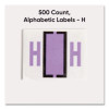 A-Z Color-Coded End Tab Filing Labels, H, 1 X 1.25, White, 500/Roll