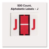 A-Z Color-Coded End Tab Filing Labels, J, 1 X 1.25, White, 500/Roll