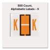 A-Z Color-Coded End Tab Filing Labels, K, 1 X 1.25, White, 500/Roll