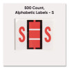 A-Z Color-Coded End Tab Filing Labels, S, 1 X 1.25, White, 500/Roll