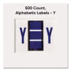 A-Z Color-Coded End Tab Filing Labels, Y, 1 X 1.25, White, 500/Roll
