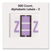 A-Z Color-Coded End Tab Filing Labels, Z, 1 X 1.25, White, 500/Roll