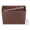 Six-Pocket Subject File With Insertable Tabs, 5.25" Expansion, 6 Sections, Elastic Cord, 1/5-Cut Tabs, Letter Size, Redrope