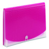 Poly Expanding Folders, 12 Sections, Cord/Hook Closure, 1/6-Cut Tabs, Letter Size, Pink/Clear