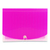 Poly Expanding Folders, 12 Sections, Cord/Hook Closure, 1/6-Cut Tabs, Letter Size, Pink/Clear