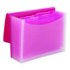Poly Expanding Folders, 12 Sections, Cord/Hook Closure, 1/6-Cut Tabs, Letter Size, Pink/Clear