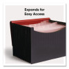 12-Pocket Poly Expanding File, 0.88" Expansion, 12 Sections, Cord/Hook Closure, 1/6-Cut Tabs, Letter Size, Black/Red