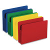 Poly Drop Front File Pockets, 3.5" Expansion, Legal Size, Assorted Colors, 4/Box