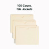 Manila File Jackets, 2-Ply Straight Tab, Letter Size, Manila, 100/Box