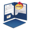 Lockit Two-Pocket Folders In Textured Stock, Accommodates (100) 11 x 8.5 Sheets, Dark Blue, 25/Box