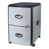 Mobile Filing Cabinet With Metal Siding, 2 Letter-Size File Drawers, Silver/Black, 19" X 15" X 23"