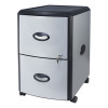 Mobile Filing Cabinet With Metal Siding, 2 Letter-Size File Drawers, Silver/Black, 19" X 15" X 23"