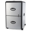Mobile Filing Cabinet With Metal Siding And Top-Drawer Organizer Tray, 2 Letter File Drawers, Silver/Black, 19" X 15" X 23"