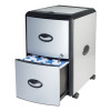Mobile Filing Cabinet With Metal Siding And Top-Drawer Organizer Tray, 2 Letter File Drawers, Silver/Black, 19" X 15" X 23"