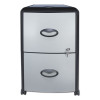 Mobile Filing Cabinet With Metal Siding And Top-Drawer Organizer Tray, 2 Letter File Drawers, Silver/Black, 19" X 15" X 23"