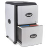 Mobile Filing Cabinet With Metal Siding And Top-Drawer Organizer Tray, 2 Letter File Drawers, Silver/Black, 19" X 15" X 23"