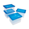 Plastic File Tote, Letter/Legal Files, 18.5" X 14.25" X 10.88", Clear/Blue