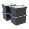 Tote With Locking Handles, Legal/Letter, 13.9" x 18.3 x 10.6", Black/Silver/Blue, 4/Carton