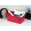 Cubby Bin With Lid, 12.28 x 7.95 x 5.23, Red, 5/Pack