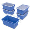 Cubby Bin With Lid, 2 Gal, 8.2 x 12.5 x 11.5, Blue, 5/Pack