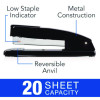 Commercial Full Strip Desk Stapler, 20-Sheet Capacity, Black