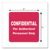 Hipaa Labels, Confidential For Authorized Personnel Only, 2 X 2, Red, 500/Roll