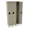 Single-Tier Locker With Legs, Three Lockers With Hat Shelves And Coat Rods, 36w x 18d x 78h, Sand