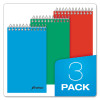 Memo Pads, Assorted Cover Colors, Narrow Rule, (60) White 3 x 5 Sheets, 3/Pack