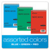 Memo Pads, Assorted Cover Colors, Narrow Rule, (40) White 4 x 6 Sheets, 3/Pack