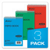 Memo Pads, Assorted Cover Colors, Narrow Rule, (40) White 4 x 6 Sheets, 3/Pack