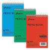 Memo Pads, Assorted Cover Colors, Narrow Rule, (40) White 4 x 6 Sheets, 3/Pack