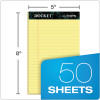 Docket Ruled Perforated Pads, Narrow Rule, (50) Canary Yellow 5 x 8 Sheets, 12/Pack
