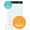 Docket Ruled Perforated Pads, Narrow Rule, (50) White 5 x 8 Sheets, 6/Pack