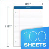 Double Docket Ruled Pads With Extra Sturdy Back, Wide/Legal Rule, (100) White 8.5 x 11 Sheets