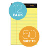 Docket Gold Ruled Perforated Pads, Narrow Rule, (50) Canary Yellow 5 x 8 Sheets, 12/Pack