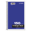 Coil-Lock Wirebound Notebook, 3-Subject, Medium/College Rule, Randomly Assorted Cover Color, (150) 9.5 x 6 Sheets