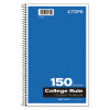 Coil-Lock Wirebound Notebook, 3-Subject, Medium/College Rule, Randomly Assorted Cover Color, (150) 9.5 x 6 Sheets