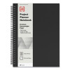 Wirebound Soft-Cover Project-Planning Notebook, Project-Management Format, Black Cover, (80) 9.5 x 6.5 Sheets