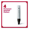 Xl Permanent Marker, Extra-Broad Chisel Tip, Assorted Colors, 4/Pack