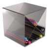 Plastic Cube-Shaped Desk Shelf, 4 Compartments, 6 x 6 x 6, Smoke